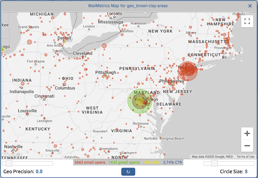 Mail Metrics Map sample